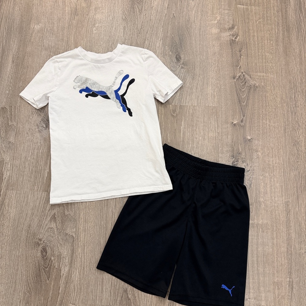 Puma White Tee with Short Set Size 7/8